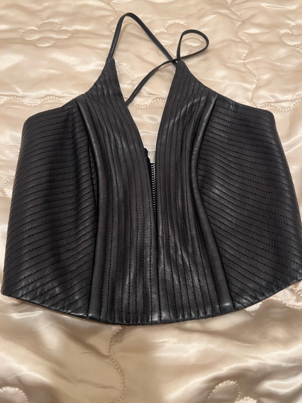 Mason by Michelle Mason Black Lambskin Leather Bustier